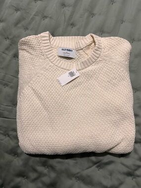 NWT Old Navy Women’s Cream Textured Pullover Tunic Crewneck Sweater